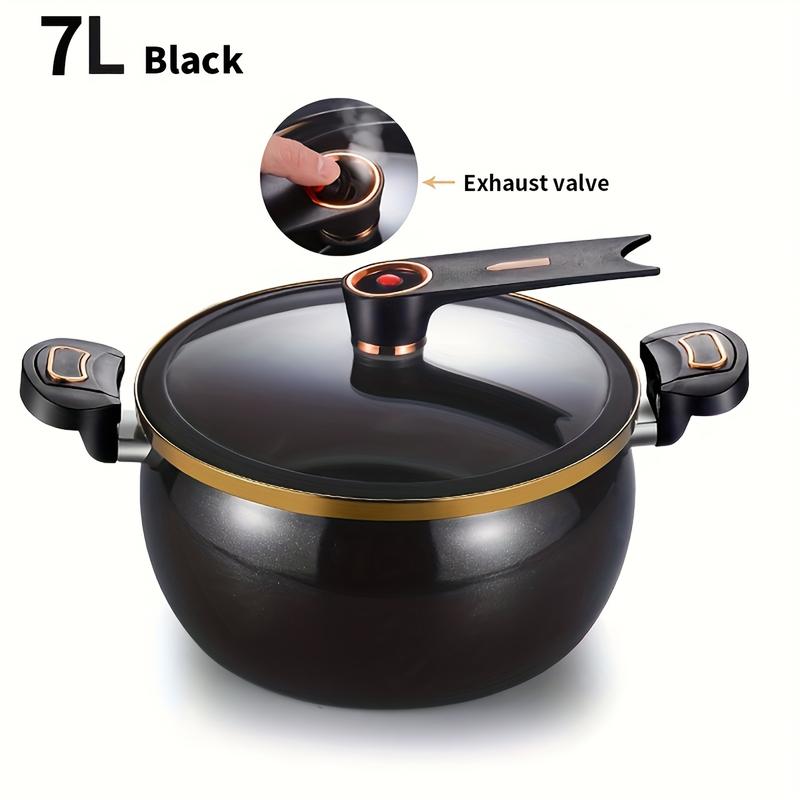 [Kitchen essentials] 1pc Fat and Chubby Soup Pot for Home Use, 7L Large Capacity, 26cm, Non-stick Pot, Suitable for Induction Cooker and Gas Cookware Black 2