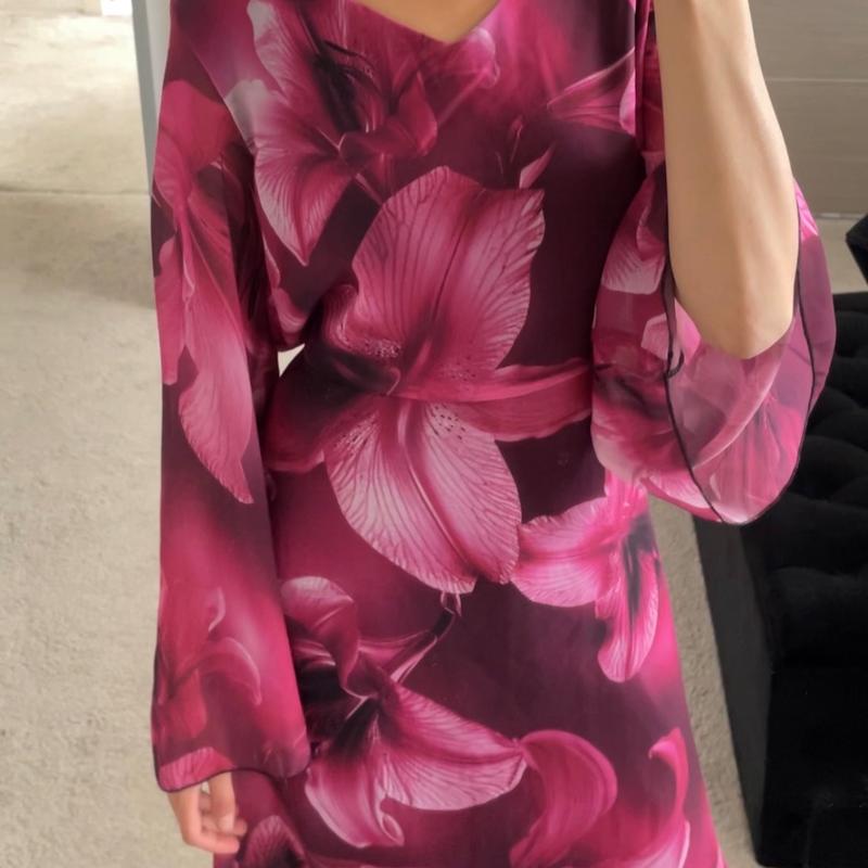 SHESOUT in the Purple abstract floral chiffon tie front or tie back maxi dress 3