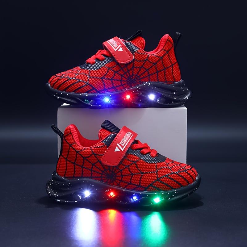MGO Kidss LED Light Up Sneakers for Boys and Girls, Casual Sports Shoes with Luminous Spider Web Design, Mesh Upper and Fabric Inner, PVC Sole, Round Toe, Low Top, Spring/Fall and All-Season Wear, for Ages 1-6 3