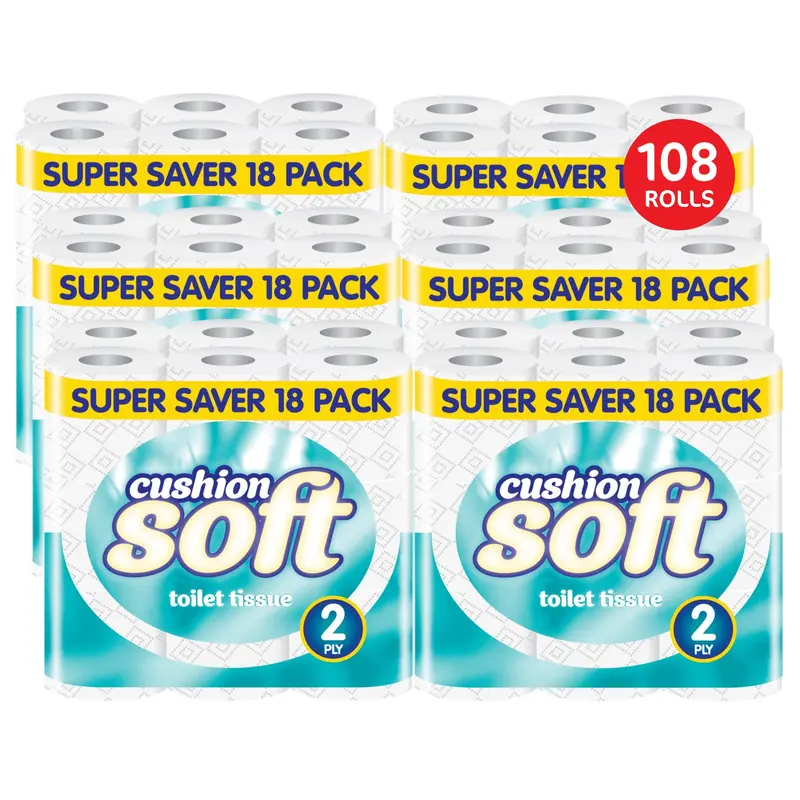 108 Cushion Soft Toilet Rolls 2 Ply Tissue | Soft, Quilted, Embossed Toilet Paper Roll | Unbeatable Value Bulk Pack Sheets 7