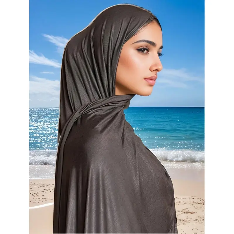 1pc New Style Large Size Jersey Hijab Shawl Soft Casual Solid Color Women Scarf 0