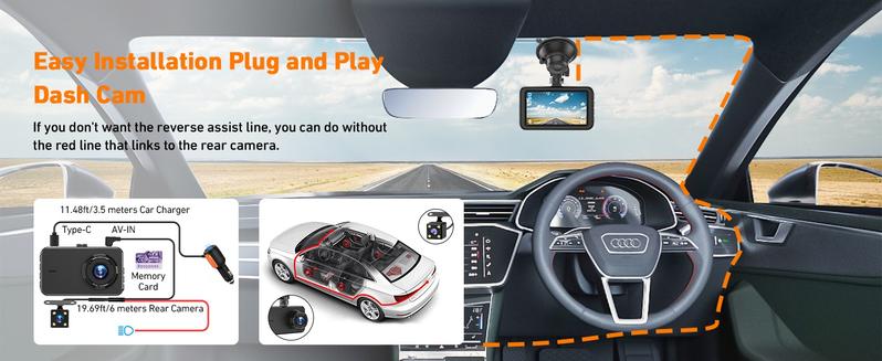 Product Introduction of Dash Cam Front and Rear, Dashcam WiFi/App Control 1080P Car Camera Dash Cam, Dual Lens Dashboard Dash Camera for cars w/ 32GB Card,Night Vision,WDR,G-sensor,Loop Recording,Parking Mode,170 Wide Angle 1