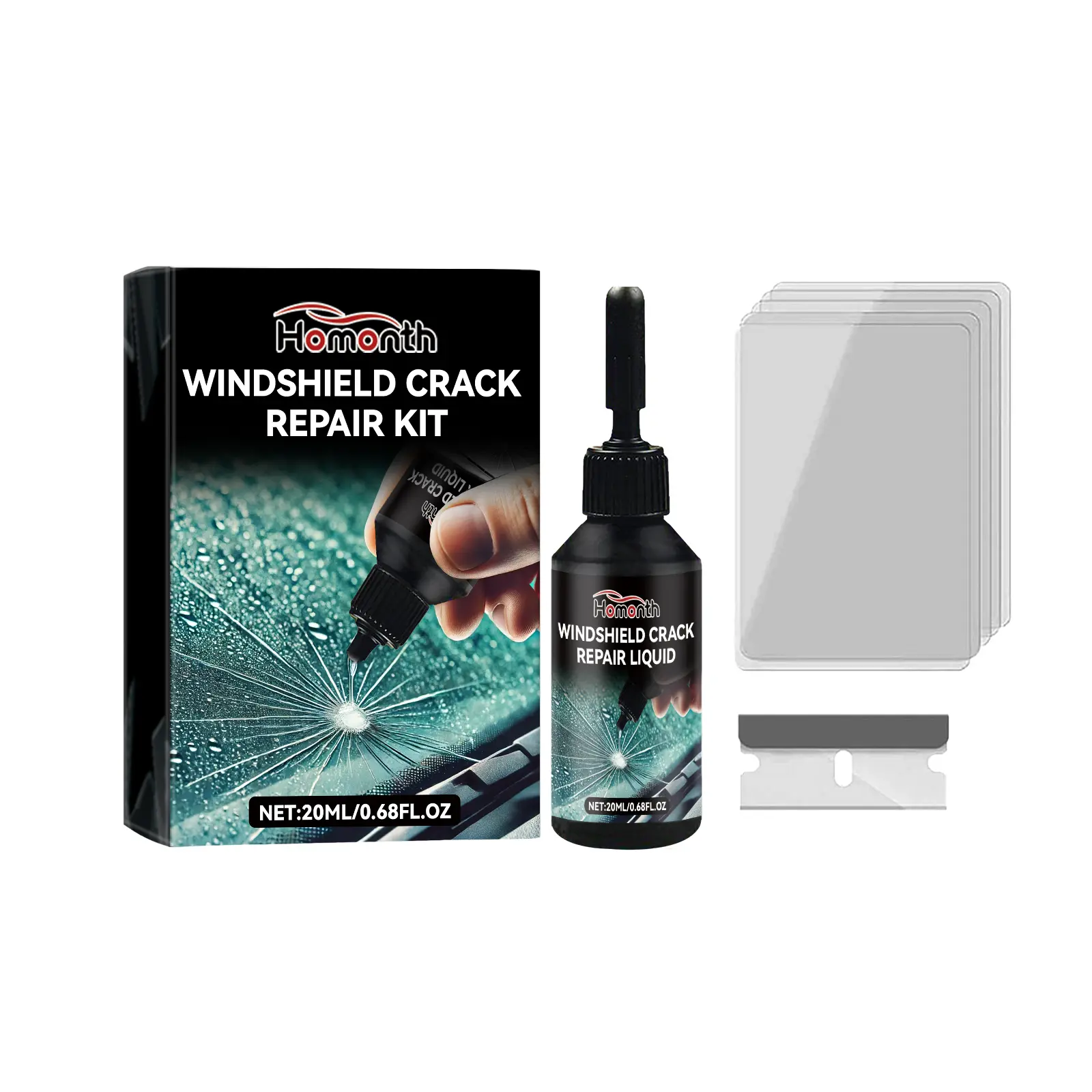 Homonth Automotive Glass Repair Kit Automotive Windshield Cracks And Scratches Adhesive Repair Solution