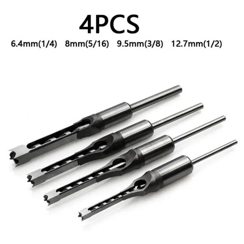 ⭐[Delivery In 2-3 Days]⭐4PCS/set Square Hole Saw Drill Bits Woodworking Mortising Chisel Drill Bit Set 2
