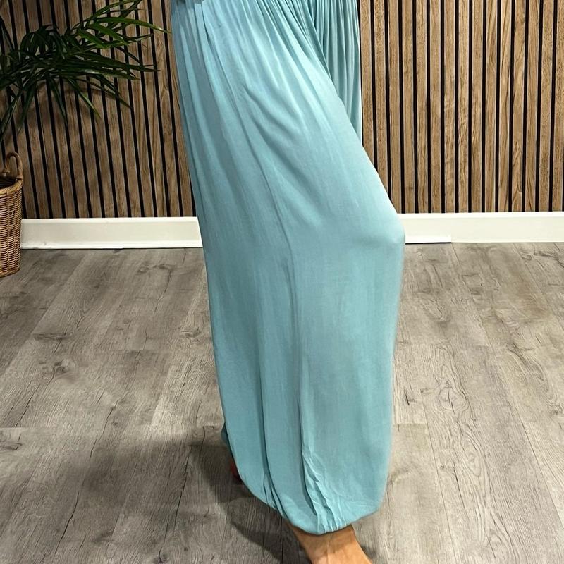 Product Introduction of LaDeDa Boutique Harriet Harem Plain Pants, One Size 10-18 With Elasticated Waistband, Summer Wear, Summer Daily Fashions, Women's Causal 13