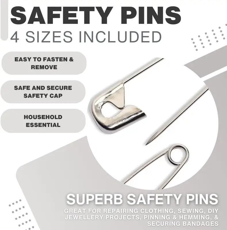 50 Piece Safety Pin Pack, Nickel, Packaging may vary 1