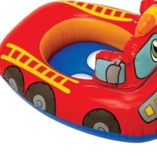 Red Fire Engine Inflatable Swim Swimming Aid Seat Kids Toddler Red Pool Beach Toy Accessory Float Lilo Lounger Seat Swim Ring Doughnut Safe Girls Boys 3