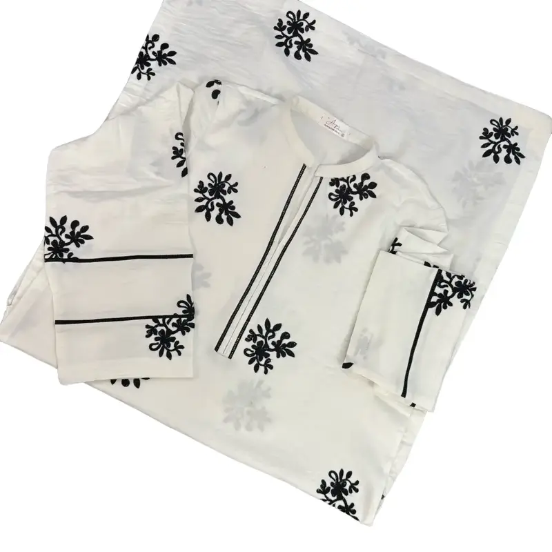 One piece White embroidered kurti Marina Fabric Large to 2XL sizes Traditional Womenswear 0