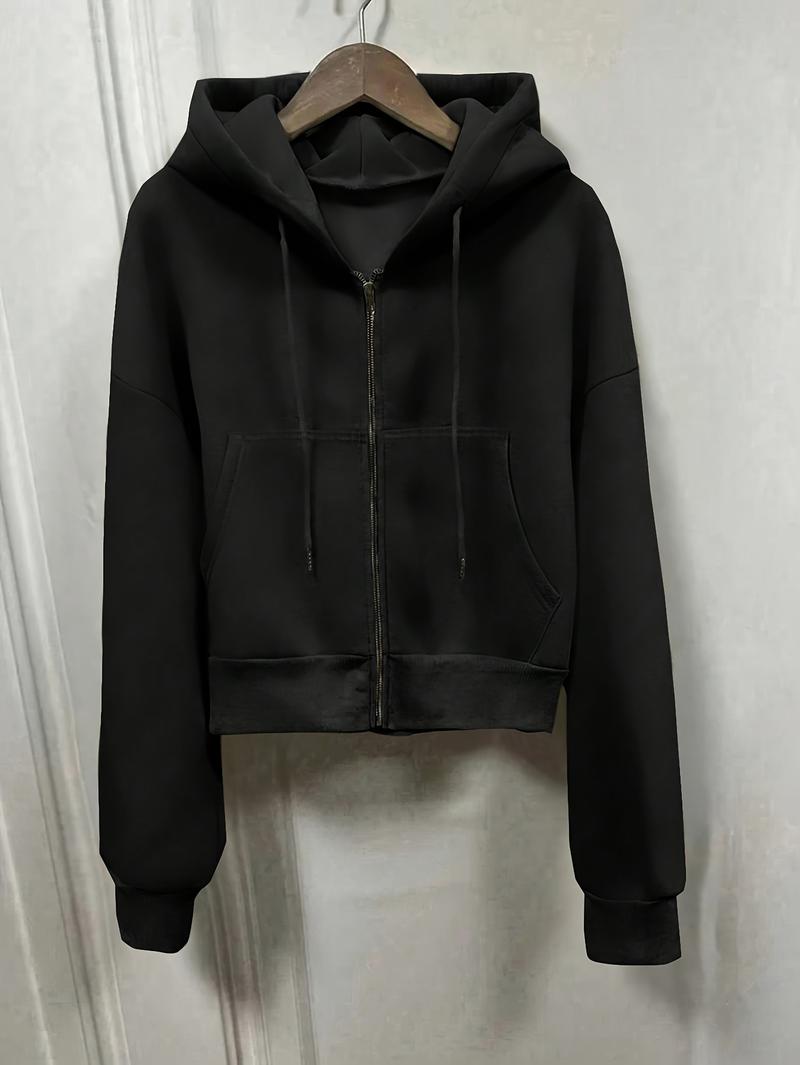 Product Introduction of Cozy Drop Shoulder Hoodie - Fashion Hoodies with Kangaroo Pocket, Casual Zipper Long Sleeve Drawstring Sweatshirt, Soft Women's Clothing for Everyday Wear 4