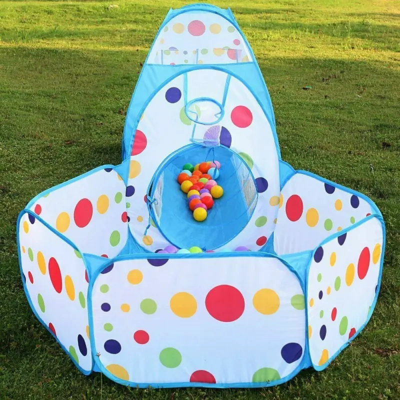 3 in 1 Kids Play Tent Baby Tunnel Ocean Ball Pit Toy Playhouse Indoor Outdoor UK 2