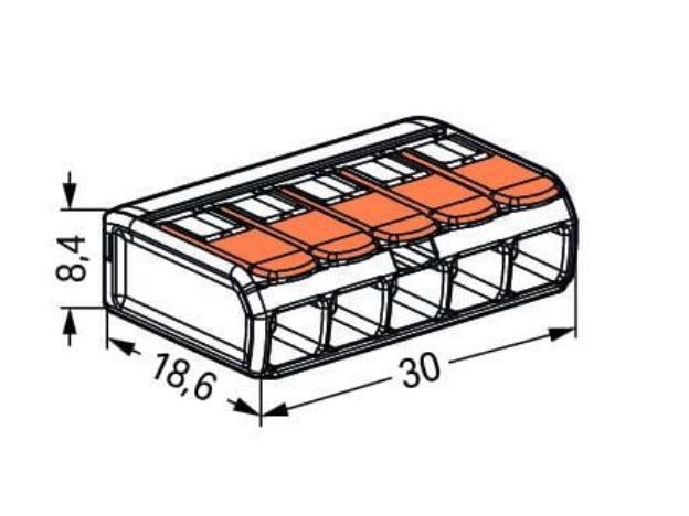 WAGO 221-415 Series (5 Lever) Connectors, Box of 25 4