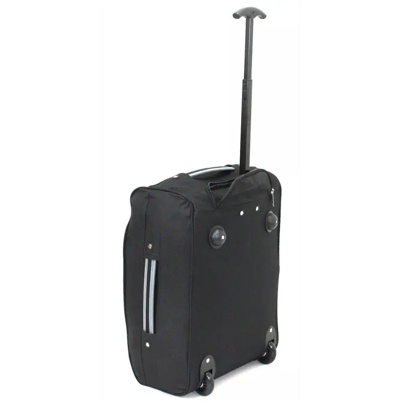 35L Cabin Trolley Bag Travelling Luggage Travel Lightweight Multiple Pocket Bag Holdall Suitcase with Wheels Telescopic Handle Suitable for All Airlines Cabin Size Approved Travel Bag (Black/Grey) 1