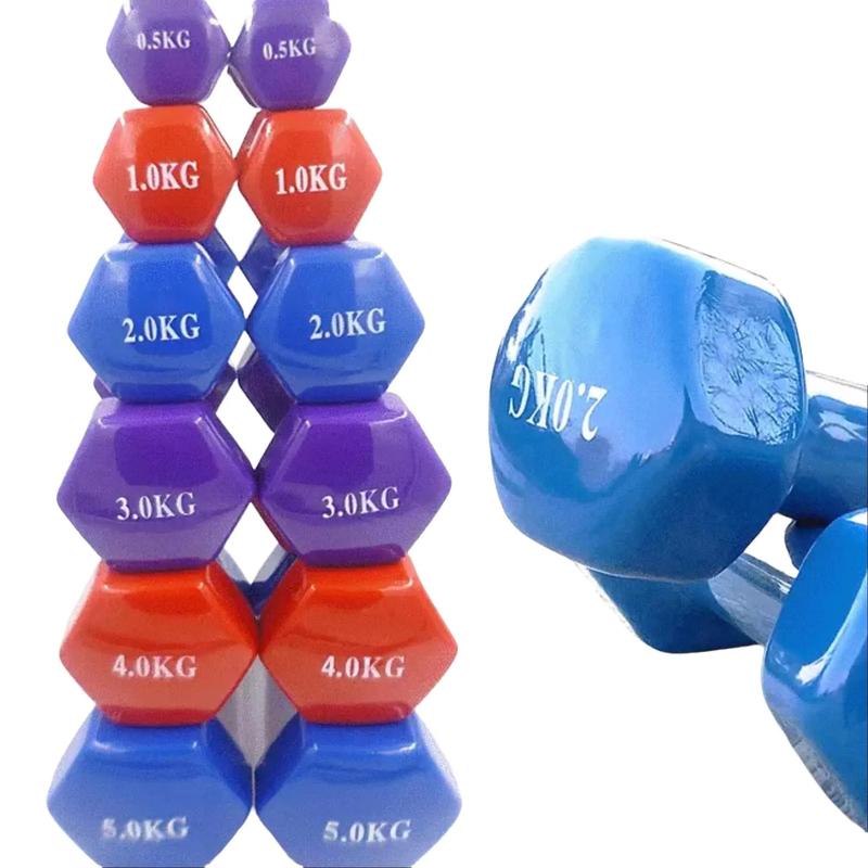 Vinyl Dumbbells Weights Pair Set Gym Fitness Exercise Iron Hand Neoprene 36-5 5