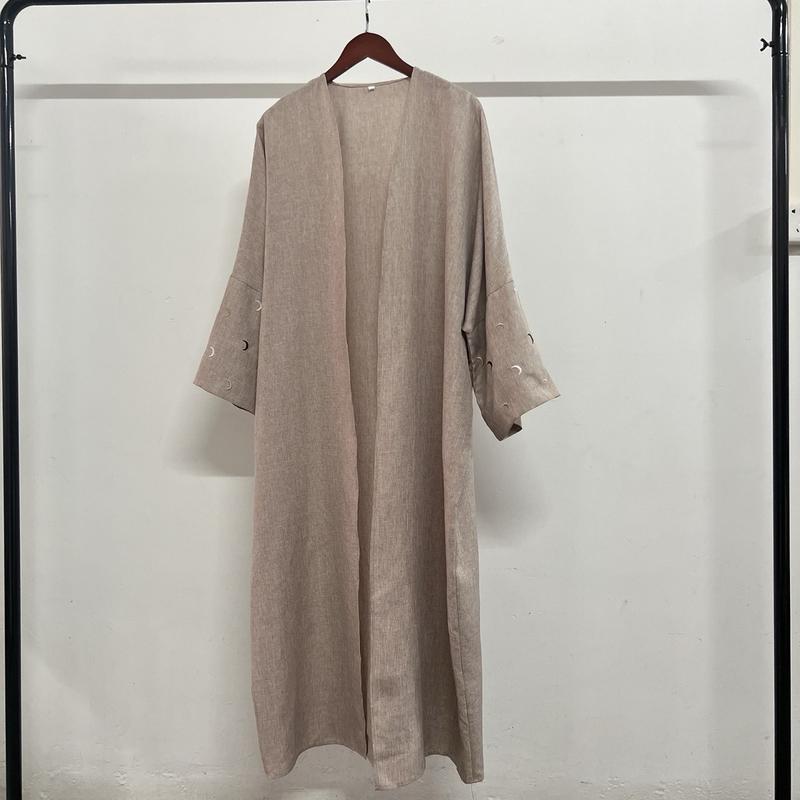 Premium Linen Abaya with Butterfly Style And Moon Embroidery 4
