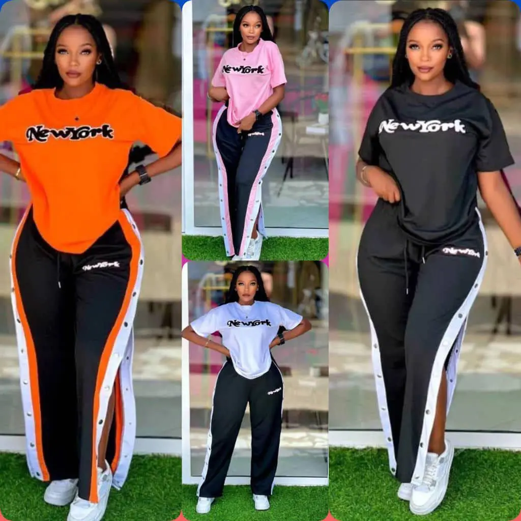 Side Press Buttons Two Tone Joggers and T-Shirt Co-Ord