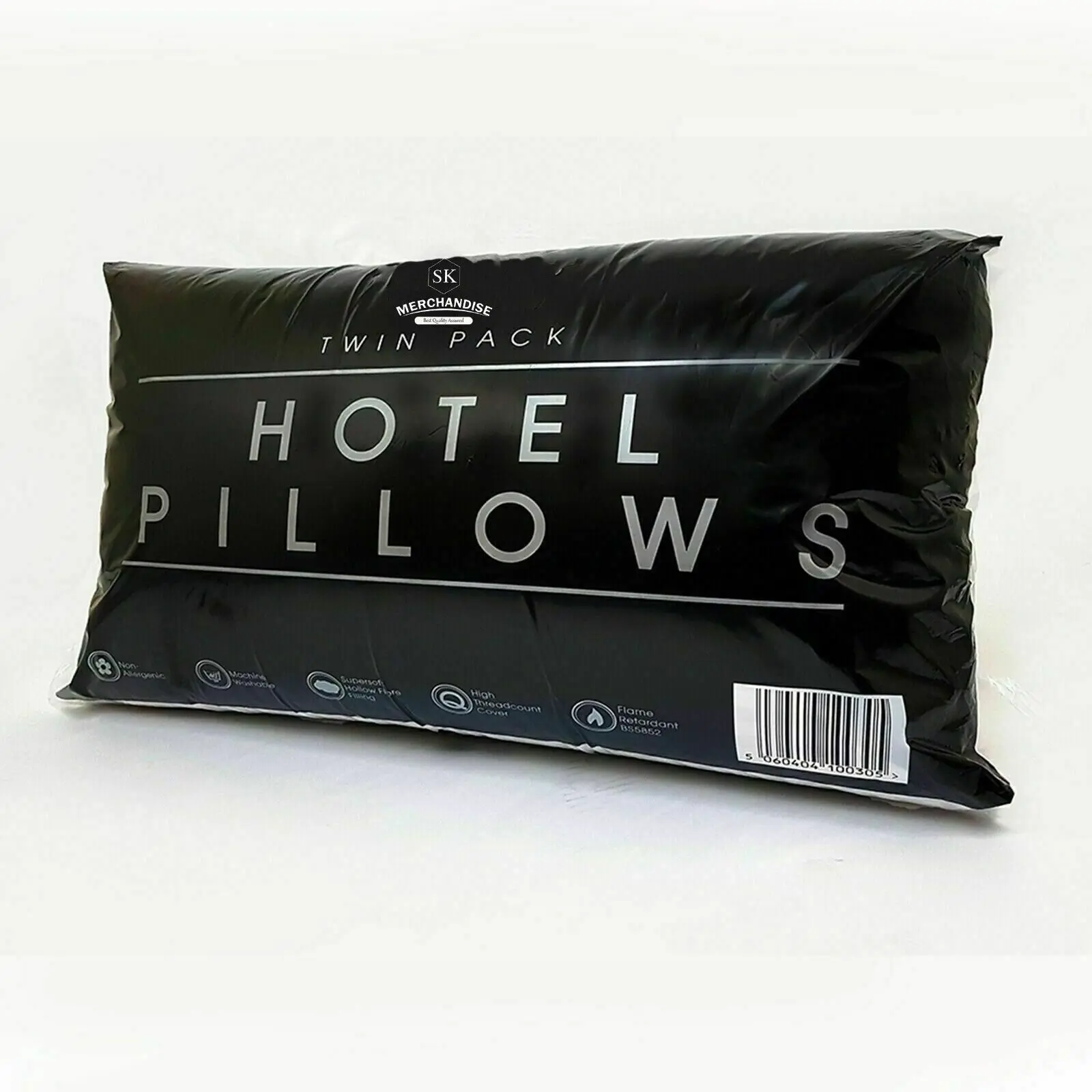 Pack of 2 Hotel Quality Satin Stripe Pillows Soft Hollowfibre Filled Standard Size White Color Pillows