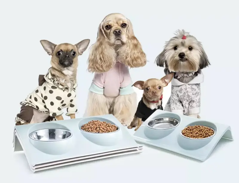 Dog Bowl Cat Bowl Reside Double Pet Feeder Anti Sickness Bowl for Food and Water 3