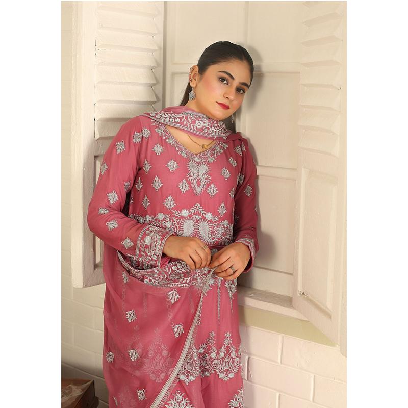Mother & Daughter Ready to Wear Chiffon Maxi Dress Pink D-301 | Shop Pakistani Dresses 7