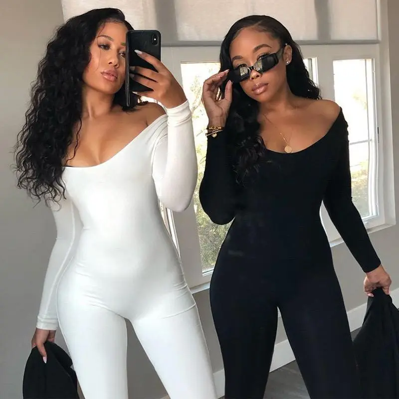 2024 New Womens Basic Solid Long sleeve Sports Jumpsuit,High waist Square Neck Bodyycon Jumpsuit for youga gum workout,ladies sporiwuear clothing for all seasons Bodysuit Womenswear Bodysuit Bodysuit 2