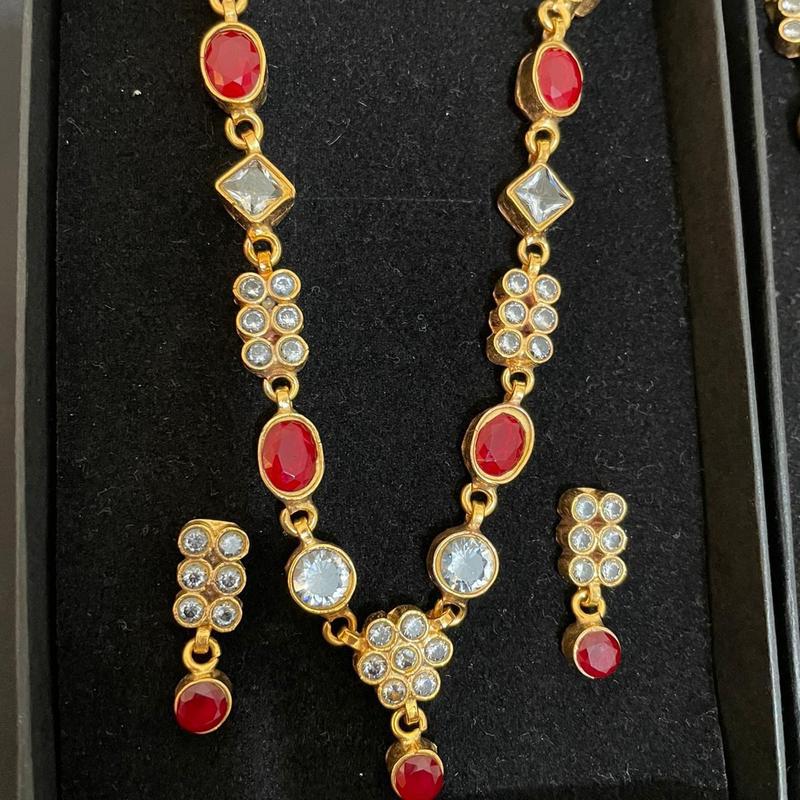 Pakiatani/Indian Kundan Necklace Set with Ruby Stones for Women 2