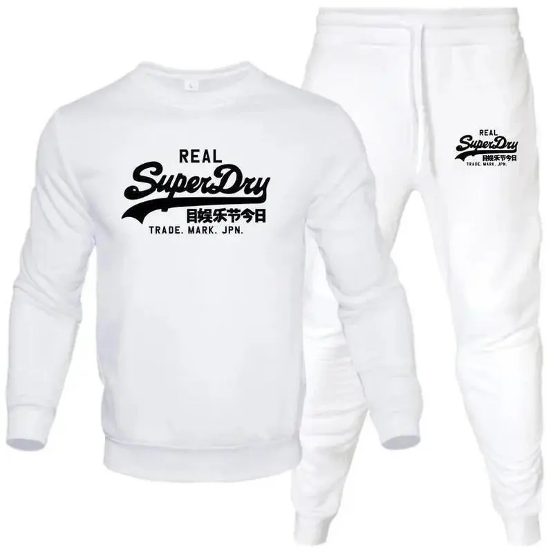 【2025】Casual Men's Sets 2-Piece Suit O-Neck Plus Fleece Pullover Hip Hop Brand Funny Letter Print Fashion Men Sweatshirts Sweatpants