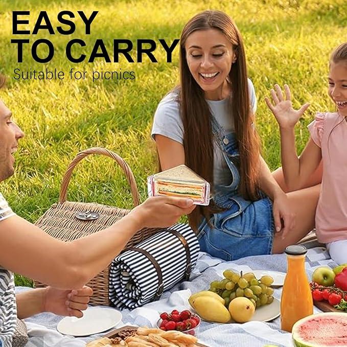 2 PCS Transparent Sandwich Container, Reusable Triangle Sandwich Container with Lids, Portable, Larger Upgraded Version Kitchen Utensils 2