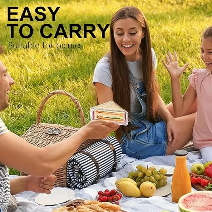 2 PCS Transparent Sandwich Container, Reusable Triangle Sandwich Container with Lids, Portable, Larger Upgraded Version Kitchen Utensils 2