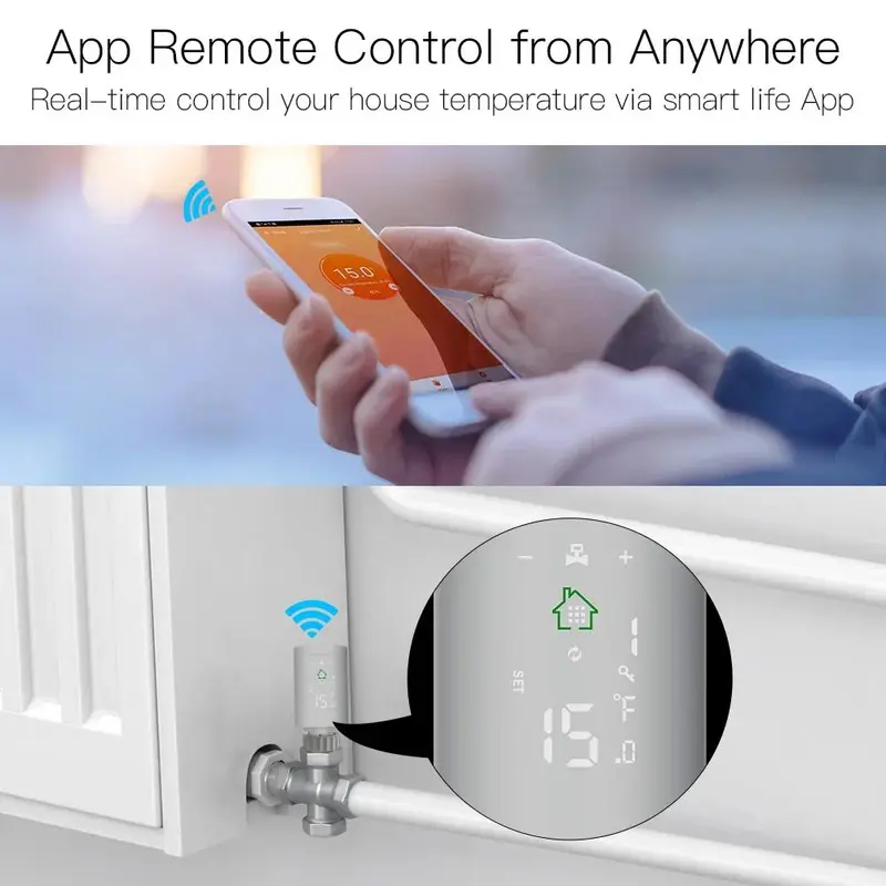 MOES ZigBee3.0 Radiator Actuator Programmable Thermostatic Valve Tuya Temperature Controller 2MQTT Alexa Google Voice Smart App 3