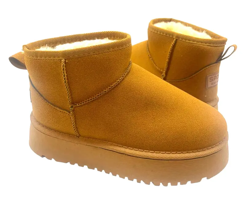 Womens Faux Fur Slip On Platform Snug Boots Ladies Ankle Warm Comfy Shoes 8
