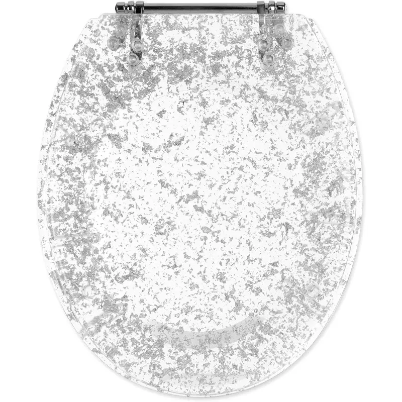 with shiny silver glitter - toilet seat with shiny glitter/chrome hinges 0