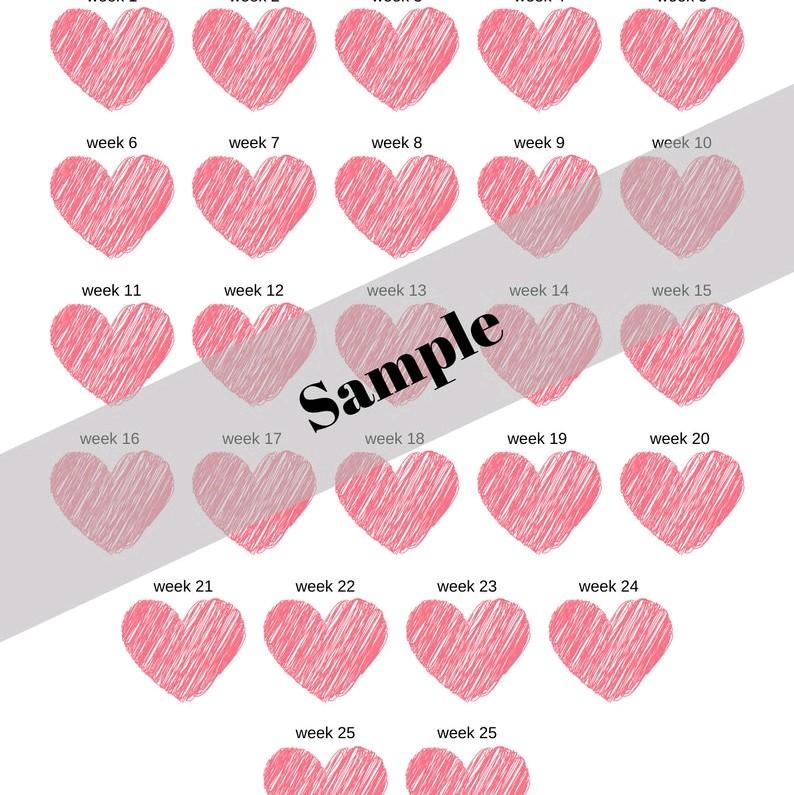 Heart 26-Week Weight Loss Tracker - Pink, Blue, and Purple - Fun and Motivating Tool for Your Fitness Journey 2