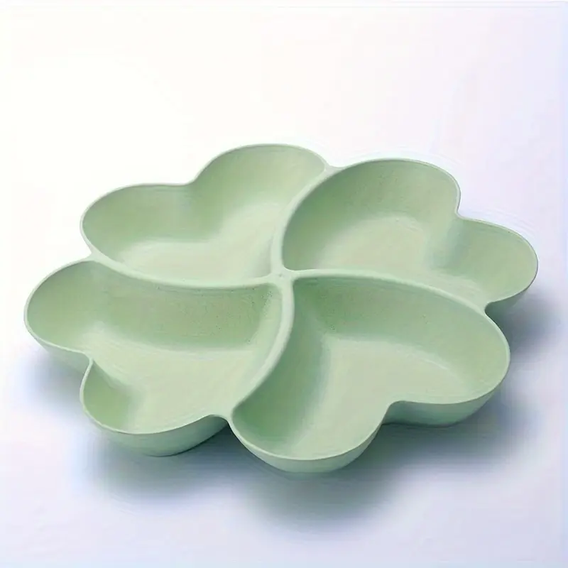 4-Compartment Plastic Snack Tray - Reusable Candy Serving Platter for Appetizers, Desserts, Nuts, Fruits |       Circular Multipurpose Sectional Dish for Dips & Chips |       1pc Snack Server 6