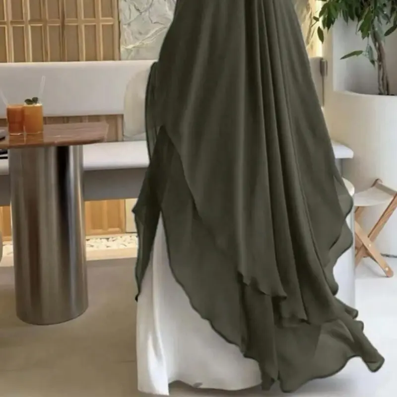 HASASERIES HS1000 Double Layered Chiffon Large Swing Headscarf circle  hijab 1
