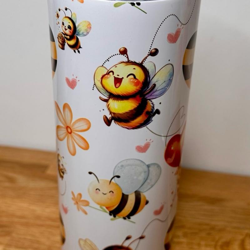 Personalised Bumble bee 20oz Stainless Steel Skinny Tumblers Portable Straw Flasks Water Bottles Drinkware Stylish 8