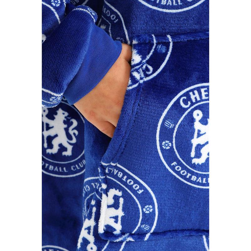 Boys Chelsea Football Club Fully Lined Luxury Fleece Oversized Hoodie Blue W23 7