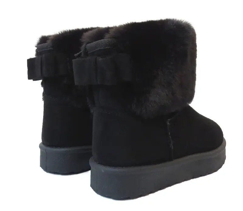 Cozy Kids' Faux Fur Lined Boots with Fluffy Collar Girls' Comfort Winter Footwear 4