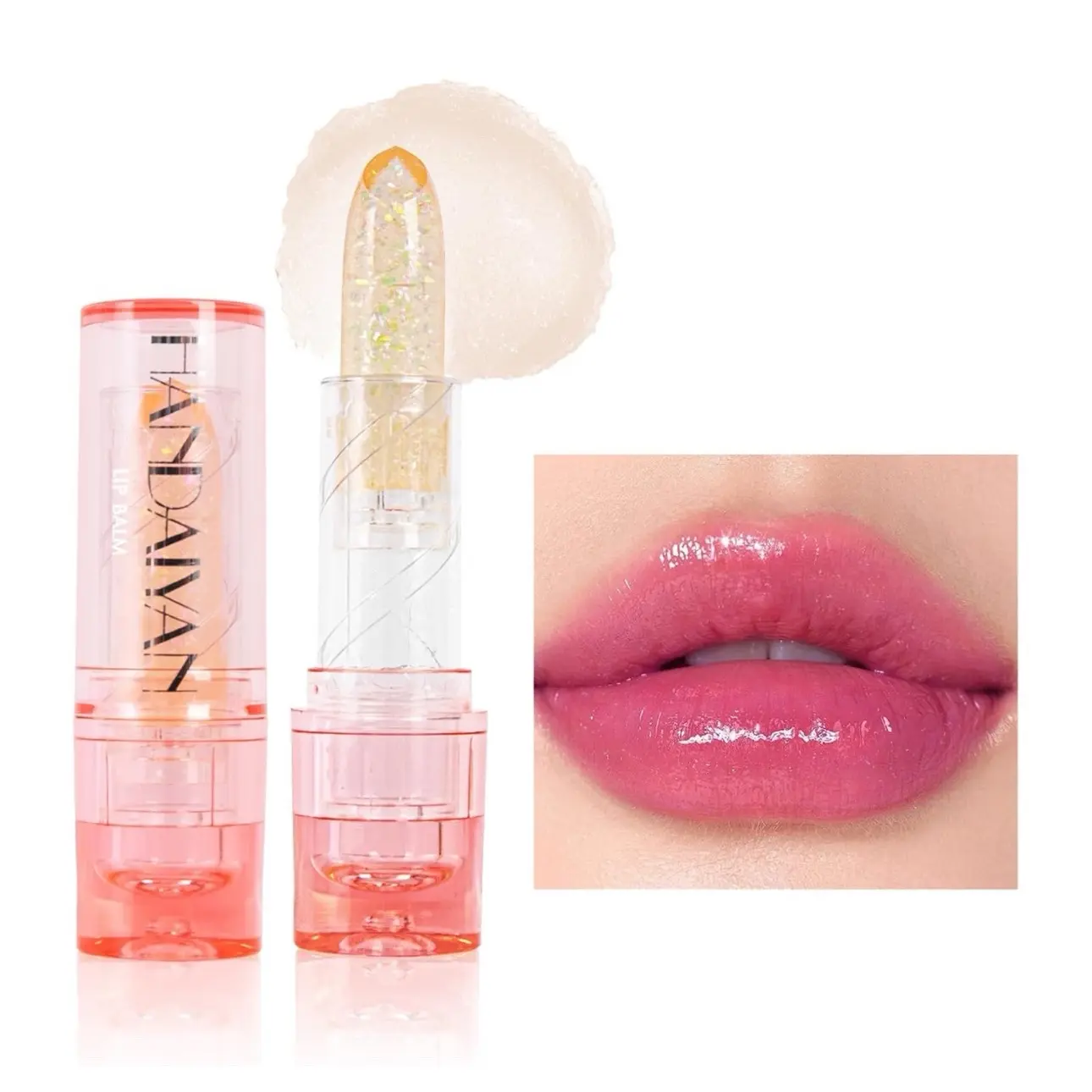 Tinted Lip Balm, Magic Colour Changing Lip Gloss, Nude Pink Lipstick Long Lasting Moisturizing, Smooth Non-Sticky, Lip Stain/Lip Plumper Gloss/Moisturizin (02#)