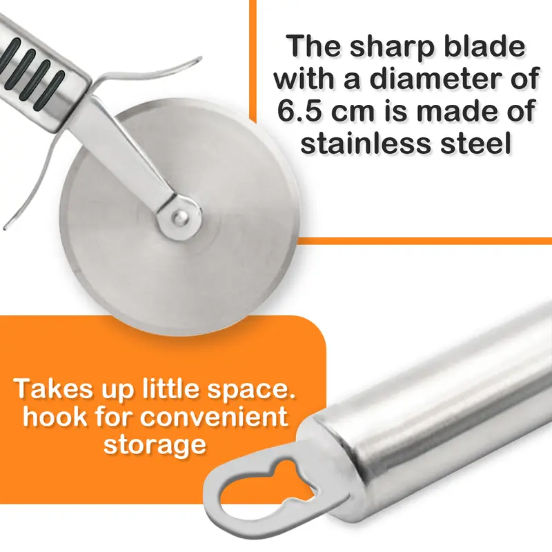 AEX Stainless Steel Pizza Cutter Heavy Duty Kitchen Utensil Pasta Slicer Blade Thick Cheese Knives 2