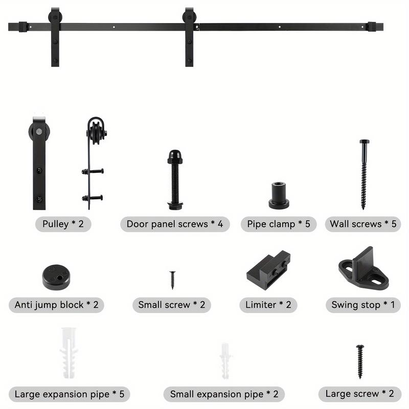 6ft Barn Door Sliding Track Hardware Kit Wood Steel Roller Closet Track System 1