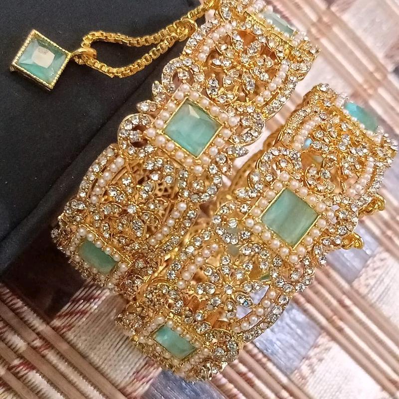 Bangle Openable Kara Set || Glod Plated Kara Pair || Bangles with Zircon Stones 4