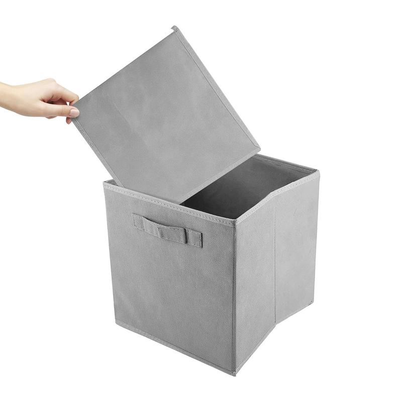 LN COZY CORNER  Set of 6 Cube Storage Boxes Cubes Storage Cubes Fabric Storage Boxes Foldable Storage Baskets for Closet Shelves Bedroom Organizing Clothes and Book (Gray, 27x27x28cm) 5