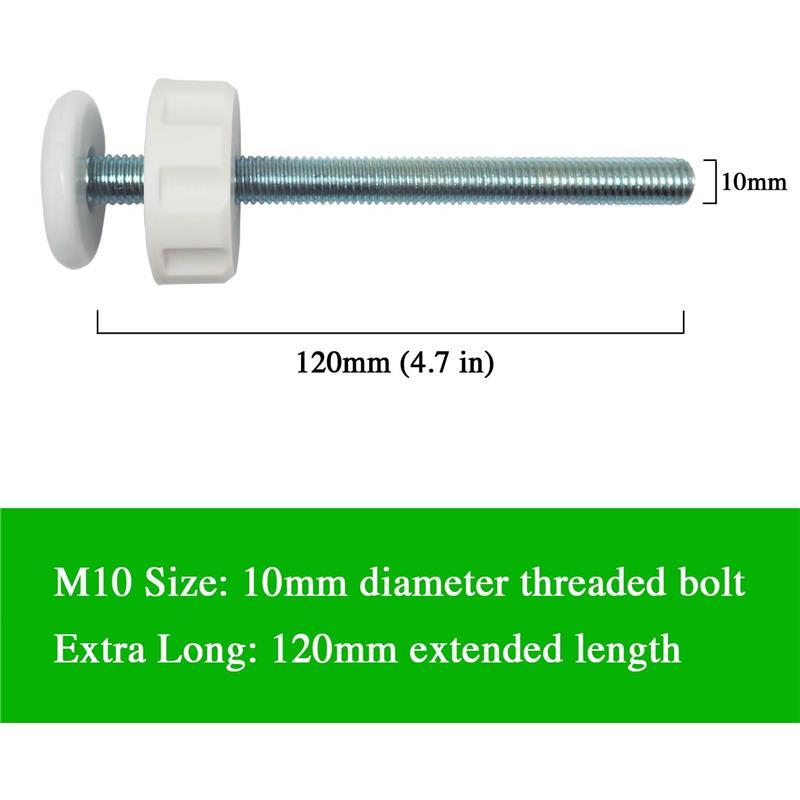 Baby Gate Guru Extra Long M10 (10mm) Spindle Rods for Pressure Mounted Gates Replacement Set - 4 Pack of M10 Spindle Screw Bolts for Baby and Pet Safety Gates - Choose Your Color (10mm, White) 2