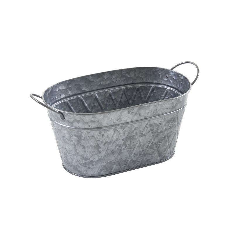 Marko Gardening Large Oval Handle Galvaniseed Metal Plant Pot Planter Garden Balcony Flower Tub 3