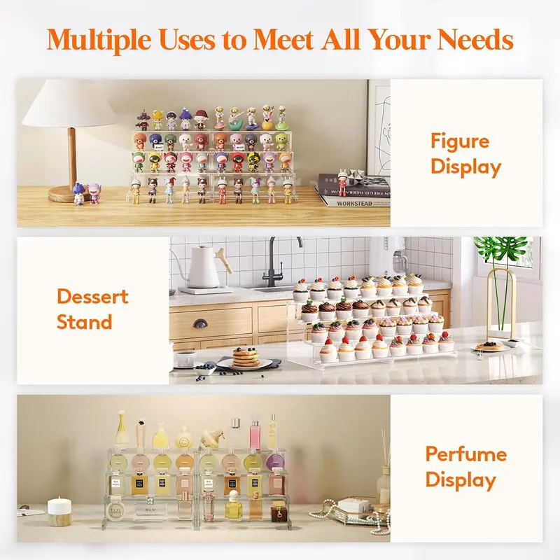 Lifewit 4 Tier Clear Cupcake Stand, Display Shelf for Cupcake, Desserts, Figurines, Display Risers Stand for Holiday, Birthday, Wedding Party Decor 2