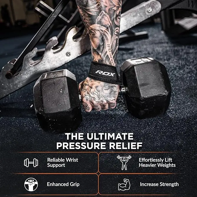 RDX Weight Lifting Straps Deadlifting Powerlifting, 5MM Neoprene Wrist Support, Anti Slip 60CM Hand Bar Grip, Heavy Duty Bodybuilding Weightlifting Workout, Soft Cotton, Strength Training Gym Fitness 5