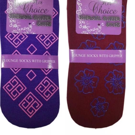 Non Slip Thermal Ladies Girls Lounge Warm Slipper Gripper Socks - 2,3 Pairs - Womenswear, Underwear Lady Comfort Geometric 3