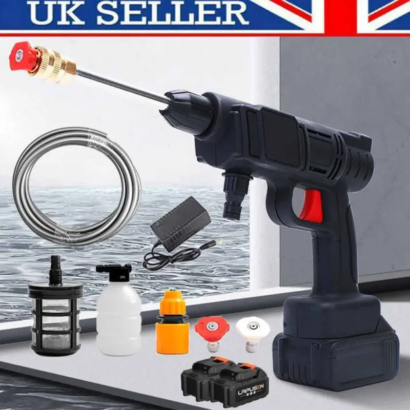 2 Battery Portable Cordless Car High Pressure Washer Jet Water Wash Cleaner Gun 0