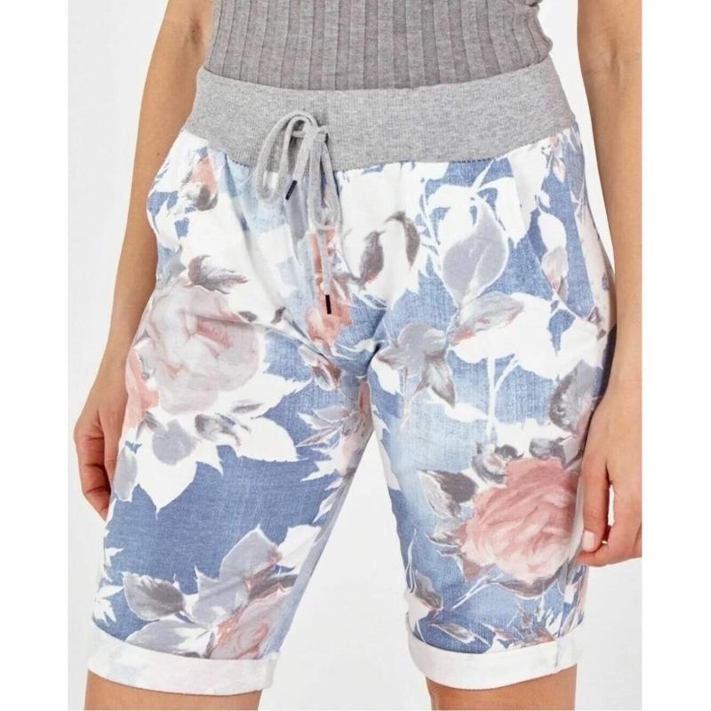 Women Summer Shorts Floral Print Italians Magic Turn Up Cotton Drawstrings Cotton Shorts pockets 8-22 Womenswear Comfortable Bottom 4