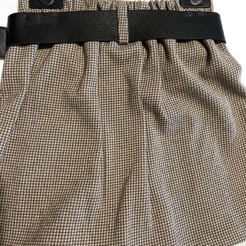 Young Girls' Gorgeous Brown Gingham Skirt with Belt 4