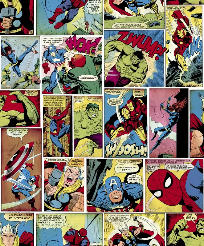 Muriva Marvel Comic Strip Multicoloured Wallpaper 159501 0